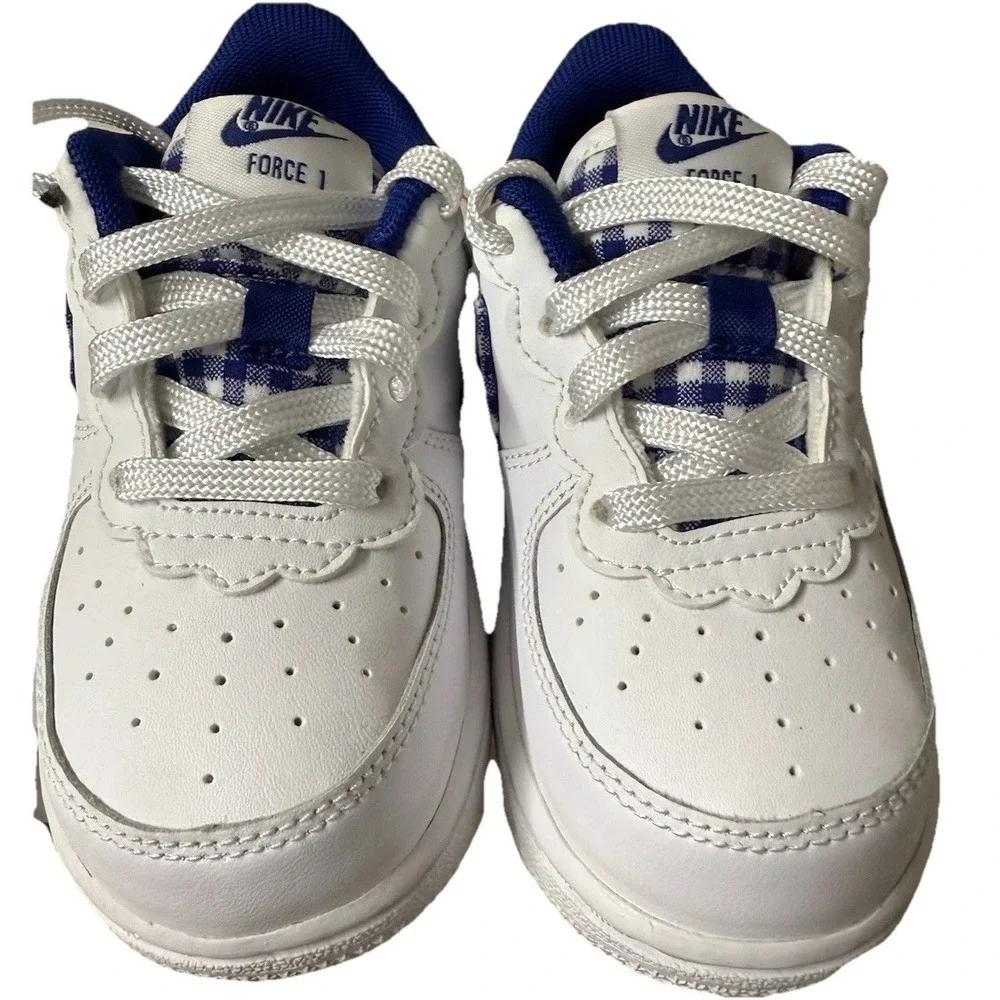 Nike Air Force 1 White Indigo Gingham Pack |AV6233-100 TD Size 7C